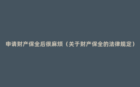 申请财产保全后很麻烦（关于财产保全的法律规定）