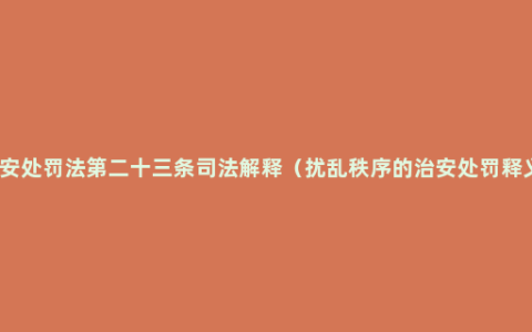 治安处罚法第二十三条司法解释（扰乱秩序的治安处罚释义）