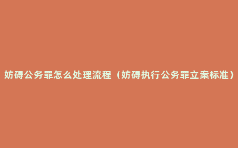 妨碍公务罪怎么处理流程（妨碍执行公务罪立案标准）