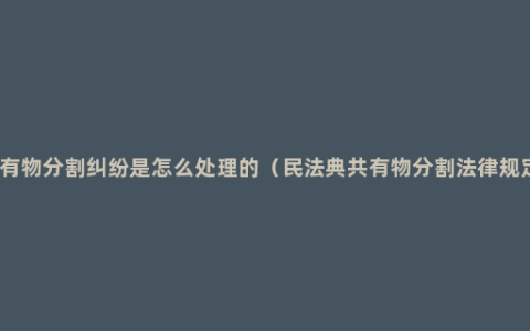 共有物分割纠纷是怎么处理的（民法典共有物分割法律规定）
