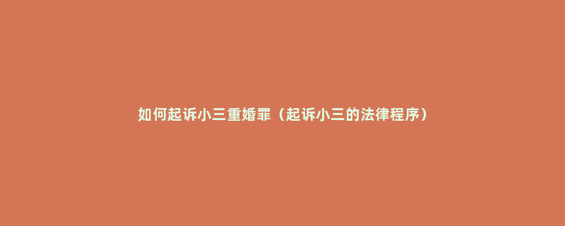 如何起诉小三重婚罪（起诉小三的法律程序）