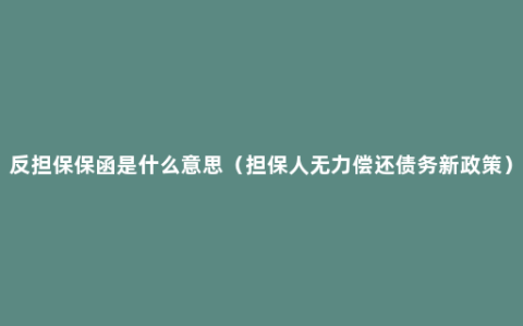 反担保保函是什么意思（担保人无力偿还债务新政策）