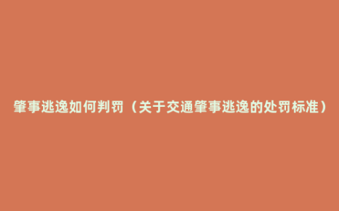 肇事逃逸如何判罚（关于交通肇事逃逸的处罚标准）
