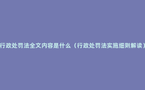 行政处罚法全文内容是什么（行政处罚法实施细则解读）
