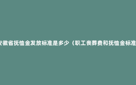 安徽省抚恤金发放标准是多少（职工丧葬费和抚恤金标准）