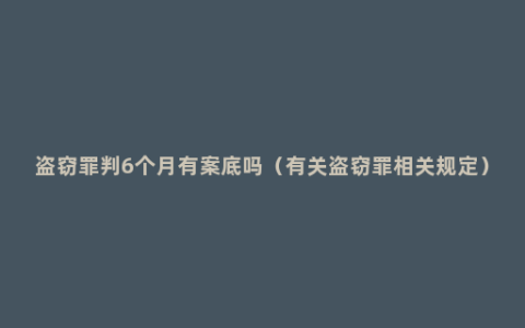 盗窃罪判6个月有案底吗（有关盗窃罪相关规定）