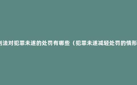 刑法对犯罪未遂的处罚有哪些（犯罪未遂减轻处罚的情形）