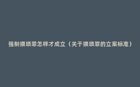 强制猥琐罪怎样才成立（关于猥琐罪的立案标准）