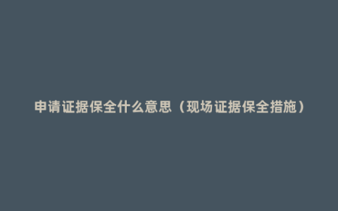 申请证据保全什么意思（现场证据保全措施）