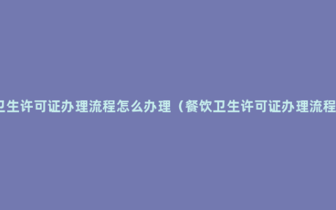 卫生许可证办理流程怎么办理（餐饮卫生许可证办理流程）