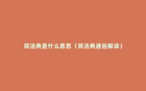 民法典是什么意思（民法典通俗解读）