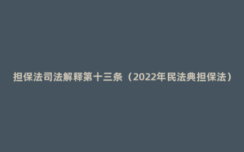 担保法司法解释第十三条（2022年民法典担保法）