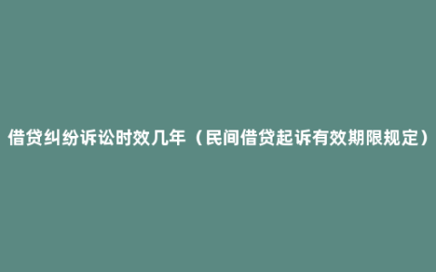 借贷纠纷诉讼时效几年（民间借贷起诉有效期限规定）