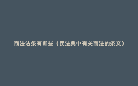 商法法条有哪些（民法典中有关商法的条文）