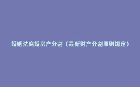 婚姻法离婚房产分割（最新财产分割原则规定）