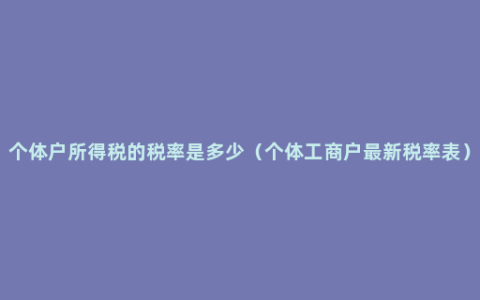 个体户所得税的税率是多少（个体工商户最新税率表）