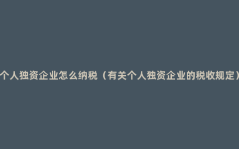 个人独资企业怎么纳税（有关个人独资企业的税收规定）