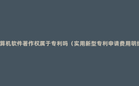计算机软件著作权属于专利吗（实用新型专利申请费用明细）