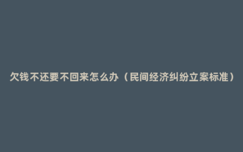 欠钱不还要不回来怎么办（民间经济纠纷立案标准）