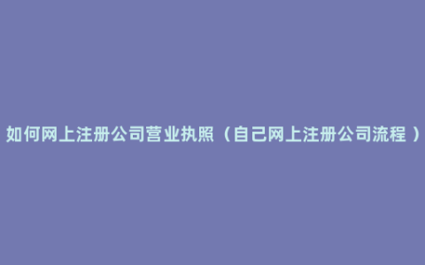 如何网上注册公司营业执照（自己网上注册公司流程 ）