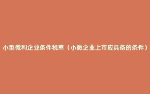小型微利企业条件税率（小微企业上市应具备的条件）