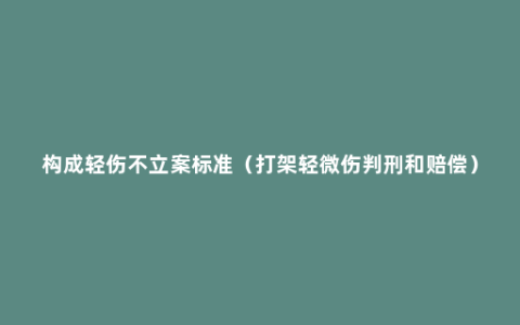 构成轻伤不立案标准（打架轻微伤判刑和赔偿）