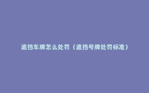 遮挡车牌怎么处罚（遮挡号牌处罚标准）