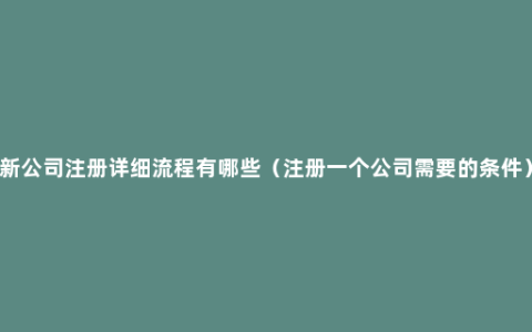 新公司注册详细流程有哪些（注册一个公司需要的条件）