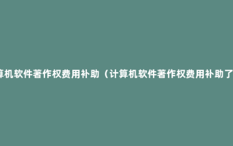 计算机软件著作权费用补助（计算机软件著作权费用补助了解）