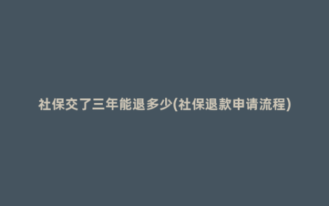 社保交了三年能退多少(社保退款申请流程)