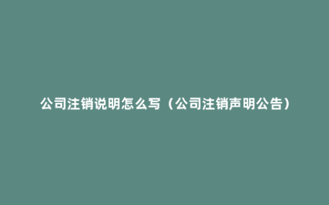 公司注销说明怎么写（公司注销声明公告）