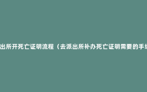 派出所开死亡证明流程（去派出所补办死亡证明需要的手续）
