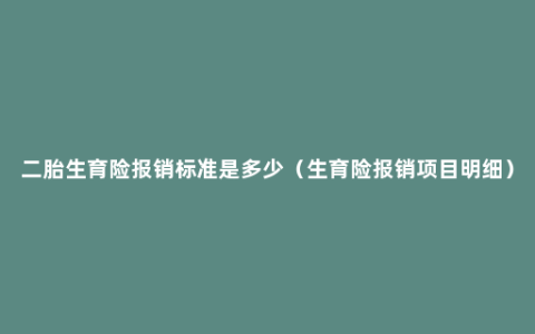 二胎生育险报销标准是多少（生育险报销项目明细）