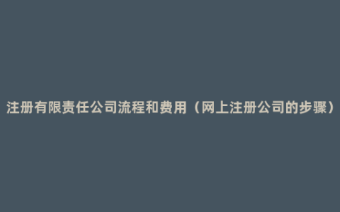 注册有限责任公司流程和费用（网上注册公司的步骤）