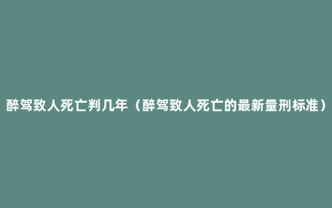 醉驾致人死亡判几年（醉驾致人死亡的最新量刑标准）