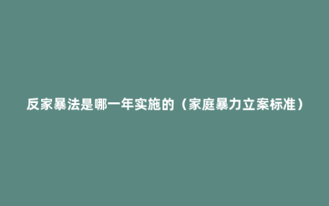 反家暴法是哪一年实施的（家庭暴力立案标准）