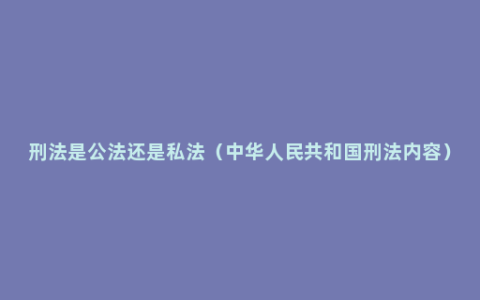 刑法是公法还是私法（中华人民共和国刑法内容）