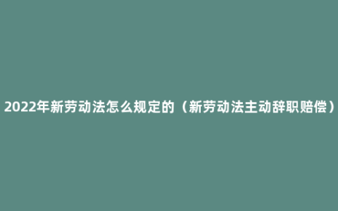 2022年新劳动法怎么规定的（新劳动法主动辞职赔偿）