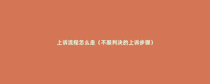 上诉流程怎么走（不服判决的上诉步骤）