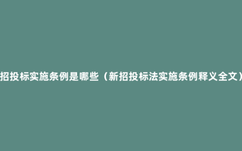 招投标实施条例是哪些（新招投标法实施条例释义全文）