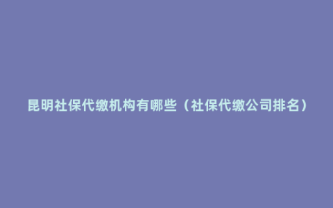 昆明社保代缴机构有哪些（社保代缴公司排名）