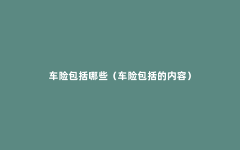 车险包括哪些（车险包括的内容）