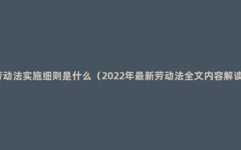 劳动法实施细则是什么（2022年最新劳动法全文内容解读）