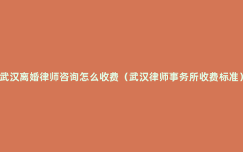 武汉离婚律师咨询怎么收费（武汉律师事务所收费标准）