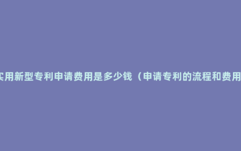 实用新型专利申请费用是多少钱（申请专利的流程和费用）