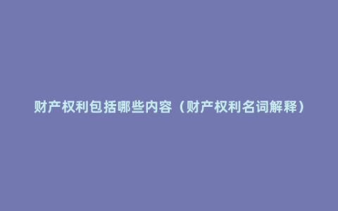 财产权利包括哪些内容（财产权利名词解释）