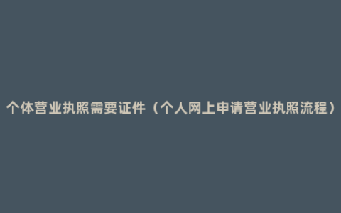 个体营业执照需要证件（个人网上申请营业执照流程）