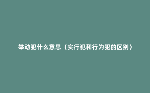 举动犯什么意思（实行犯和行为犯的区别）