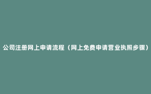 公司注册网上申请流程（网上免费申请营业执照步骤）