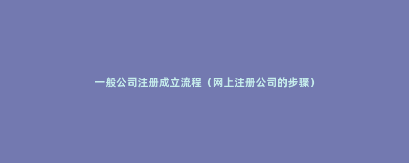 一般公司注册成立流程（网上注册公司的步骤）